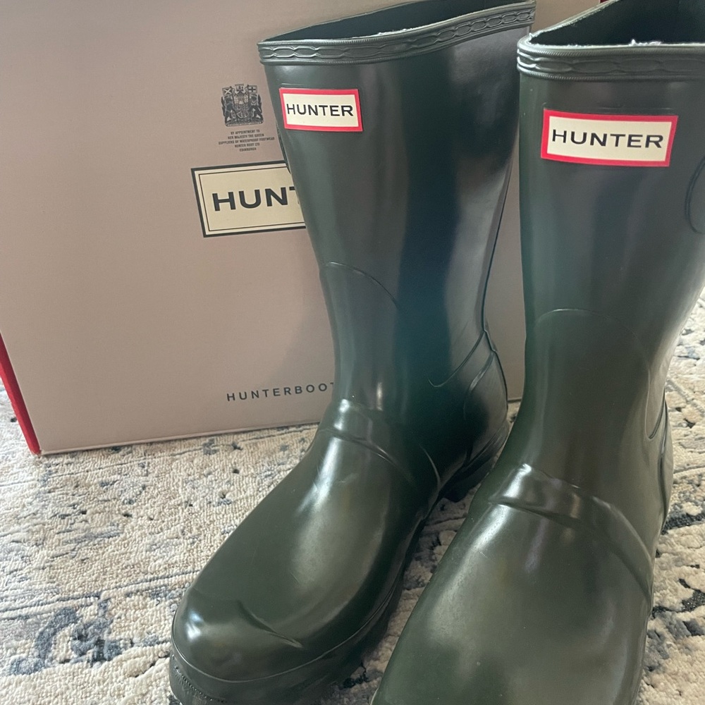 Green Short Hunter Rain Boots